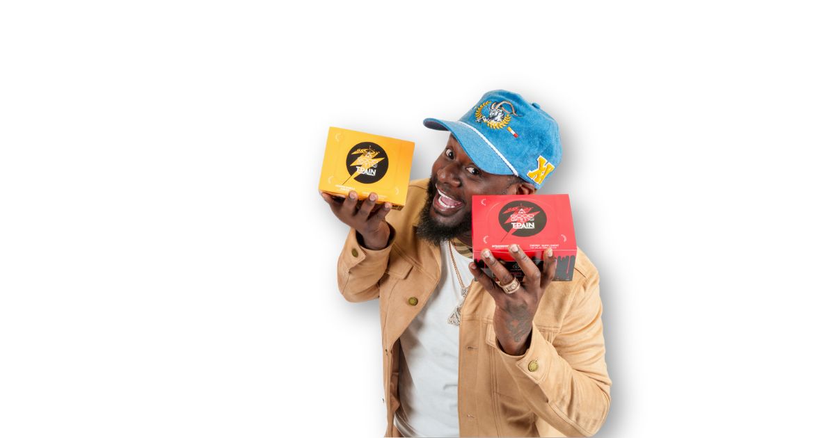 T-Pain holding Good Game energy shot cases